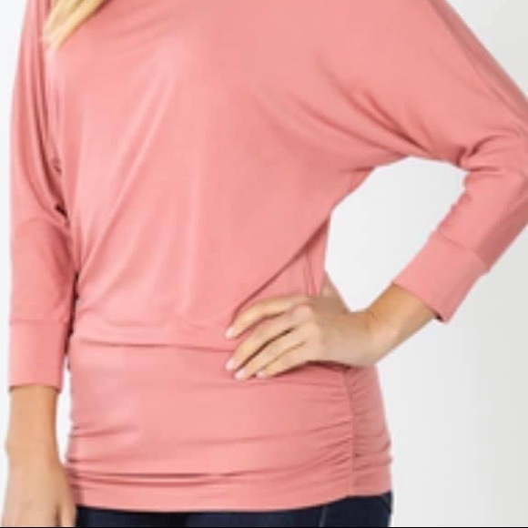 C̺͆L̺͆E̺͆A̺͆R̺͆A̺͆N̺͆C̺͆E̺͆  Dusty Rose Boat Neck 3/4 Sleeve Top - Picture 2 of 2